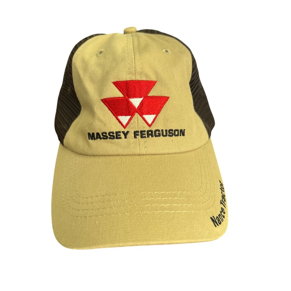 Massey Ferguson Nance Tractor Beige Brown Mesh Trucker Hat Adjustable Strap New